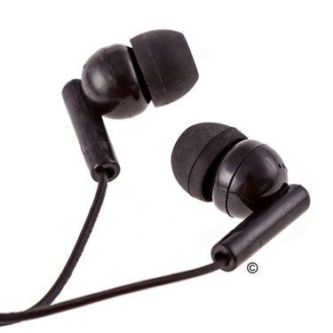 Black silicone earbuds for school, ideal bulk headphones pack for education and mobile devices.
